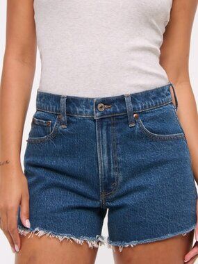 Abercrombie 90's High Rise Cutoff Short Curve Love Dark Wash 27